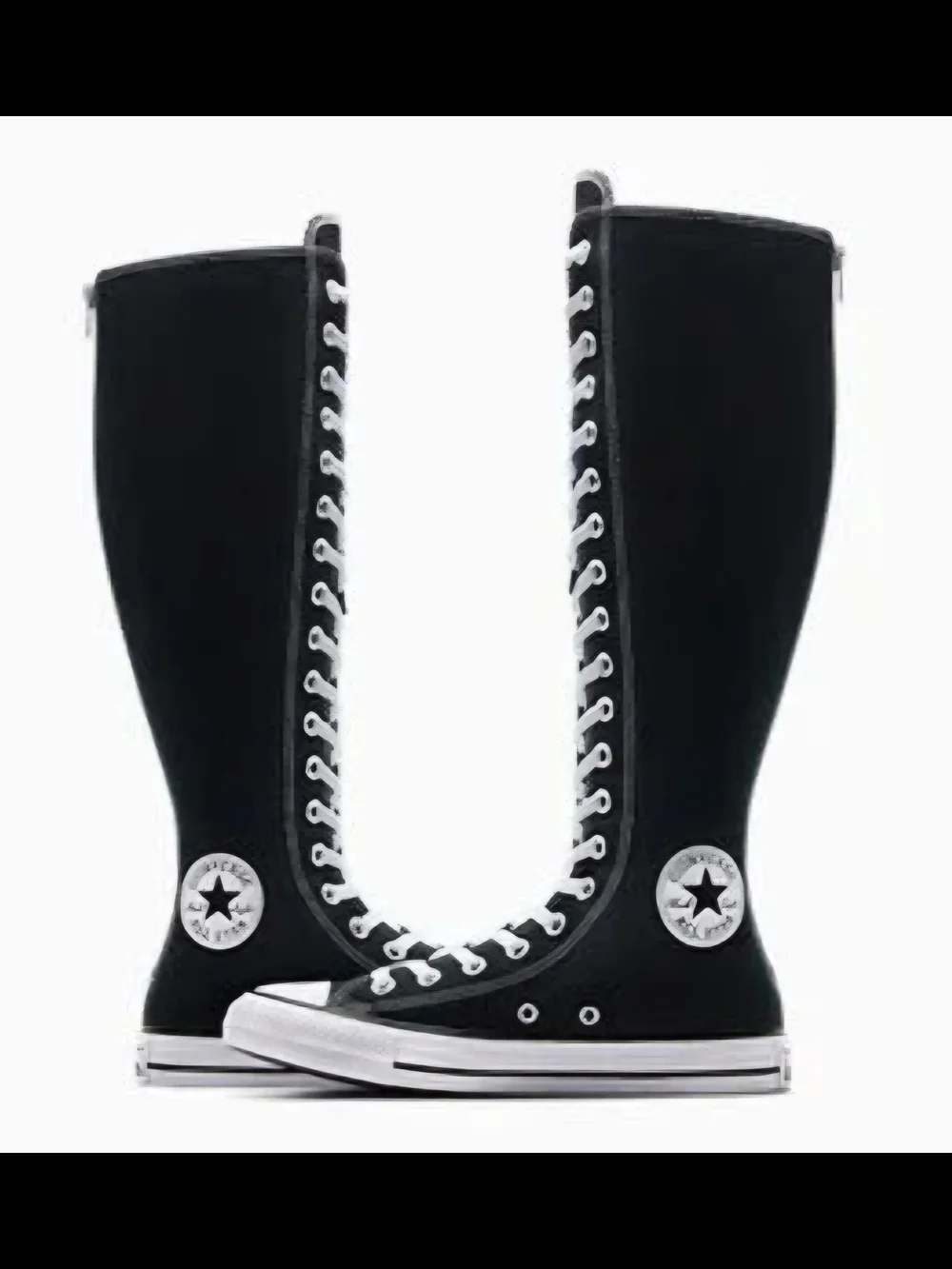 Converse Black Over-the-Knee Lace-Up Knee Boots with White Trim